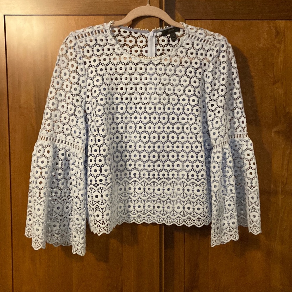 Jcrew light blue lace shirt with matching cami